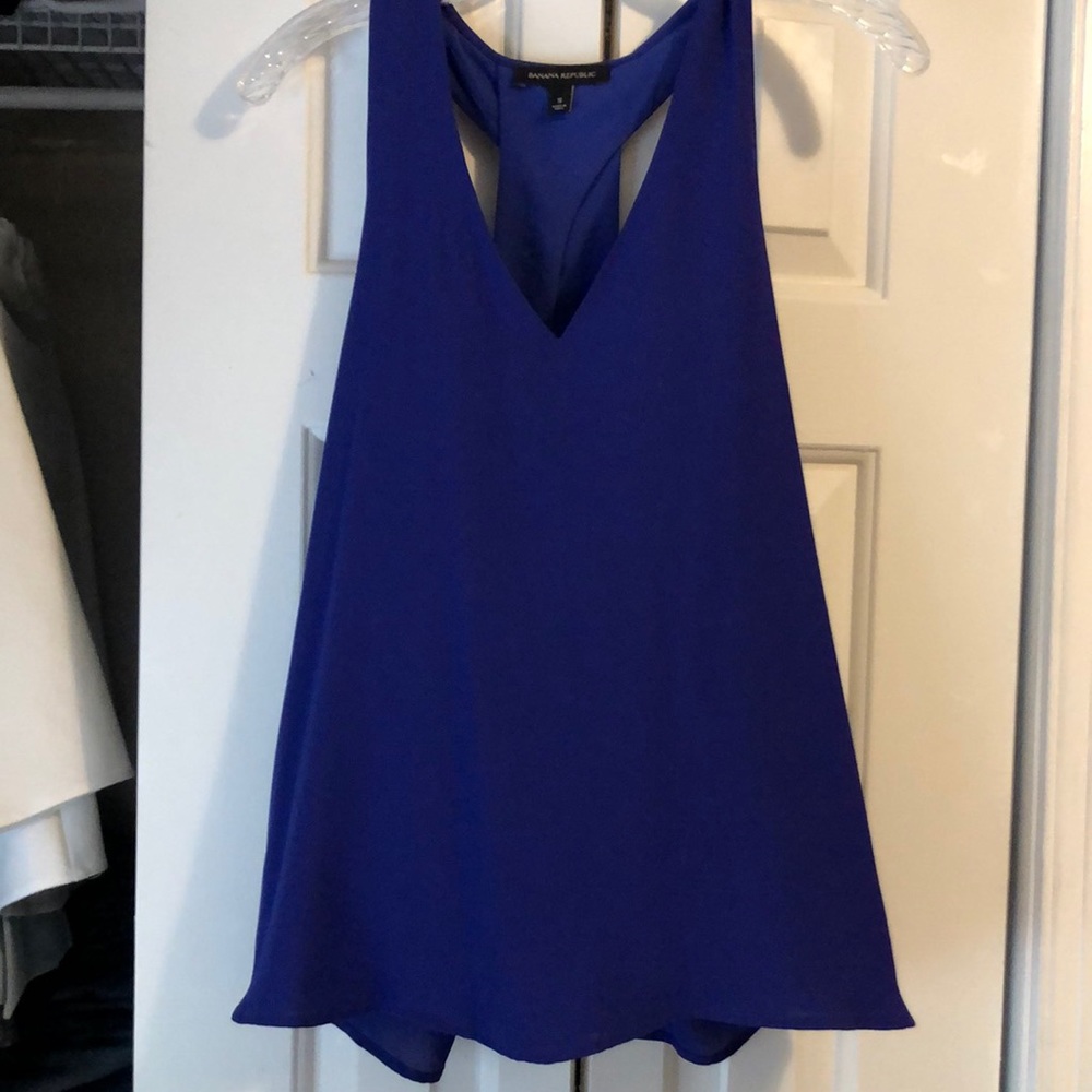 Deep blue-purple v neck blouse.  Banana Republic.  Small.
